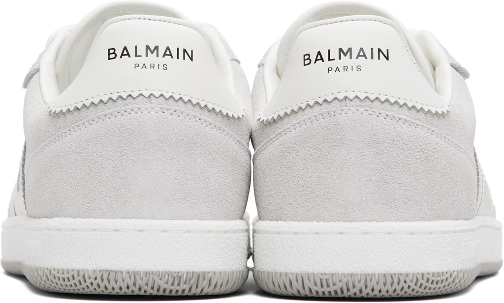 Balmain Gray Swan Suede & Smooth Leather Sneakers