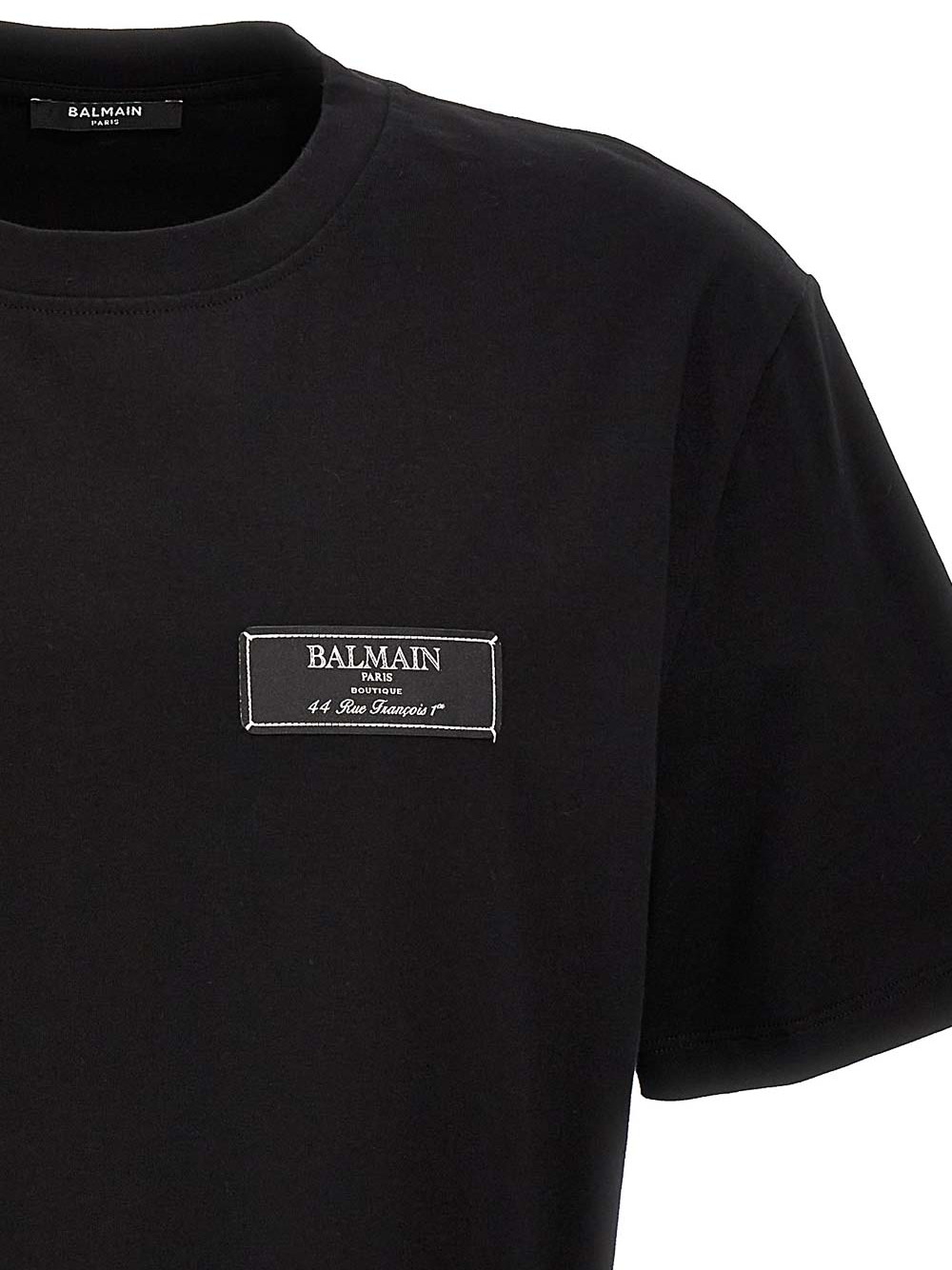 Balmain Logo Patch T-Shirt in Black
