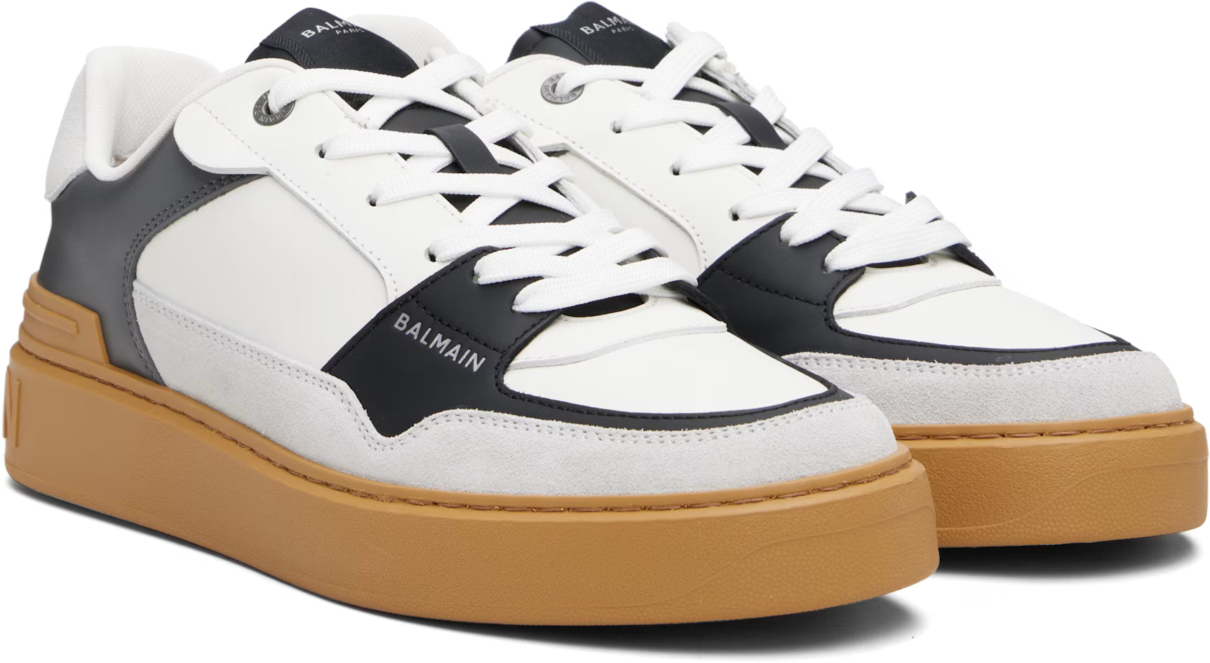 Balmain White & Gray B-Court Flip Sneakers