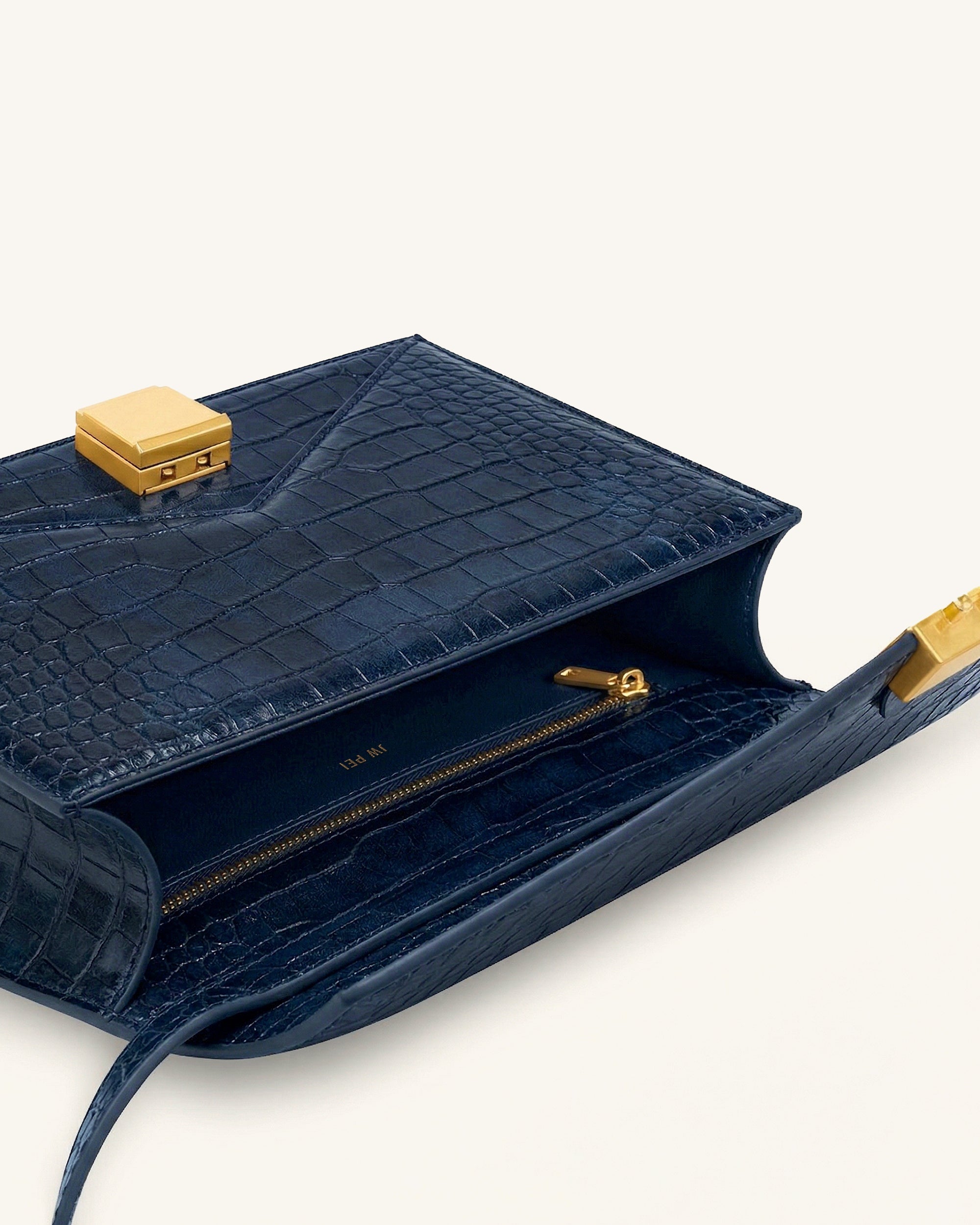 Clio Envelope Crossbody Bag - Navy Croc