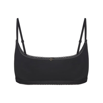 Lightweight Cotton Logo Picot Scoop Bralette