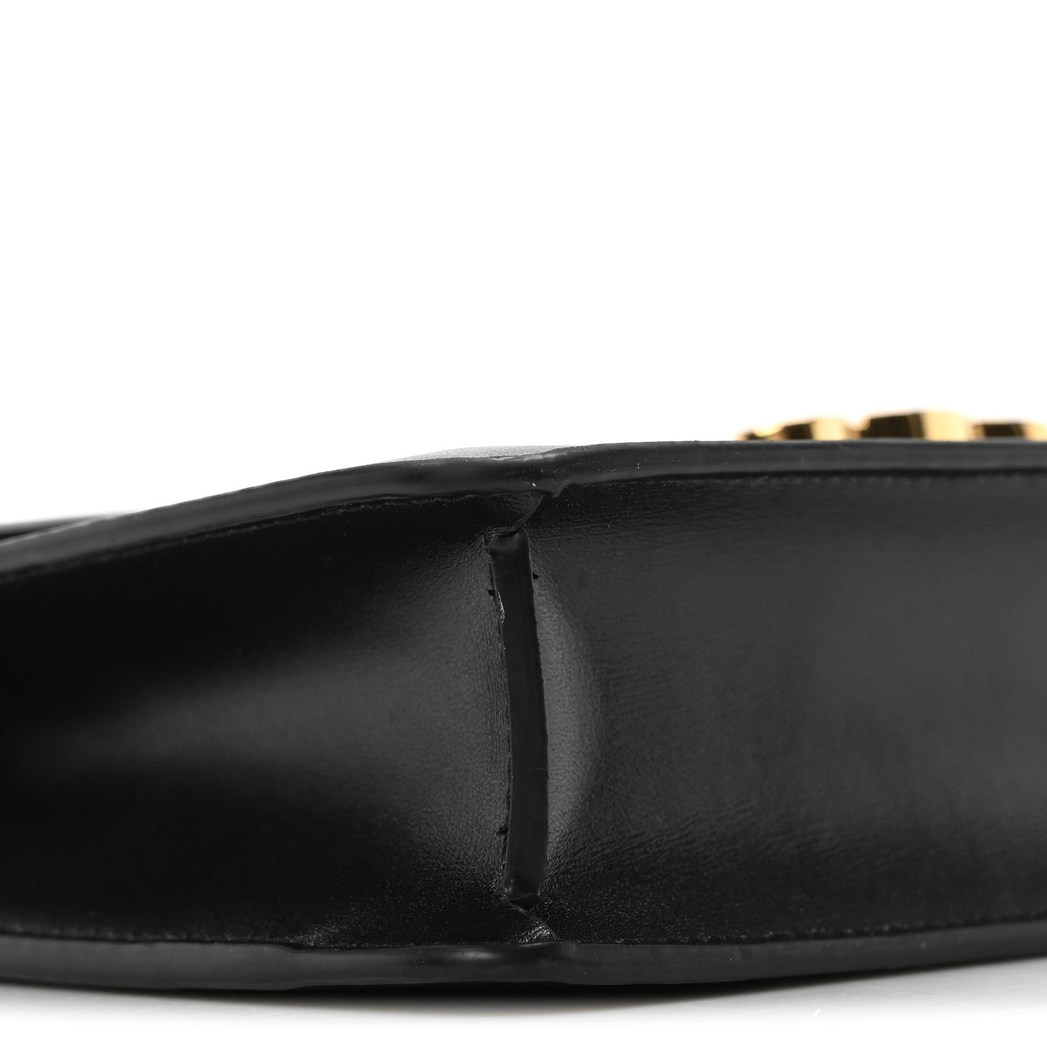 Shiny Calfskin Triomphe Margo Wallet on Chain Black