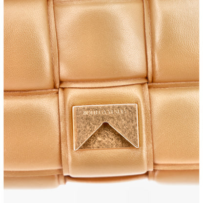 Lambskin Maxi Intreccio Padded Chain Cassette Crossbody Bag Caramel