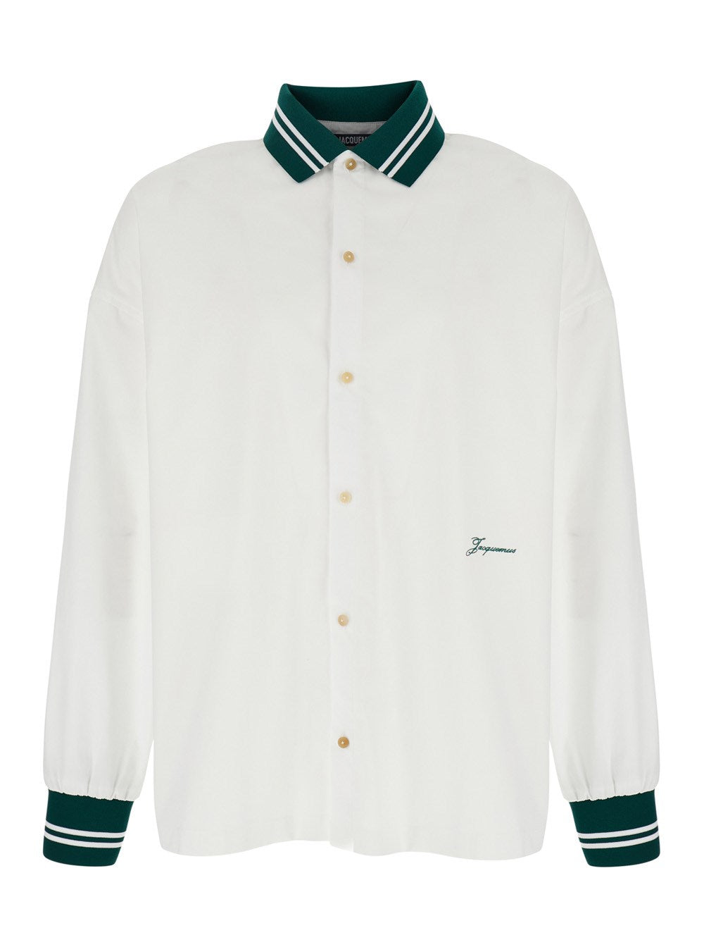 Jacquemus 'La Chemise Baseball' White Shirt with Embroidered Logo on the Front in Cotton Man