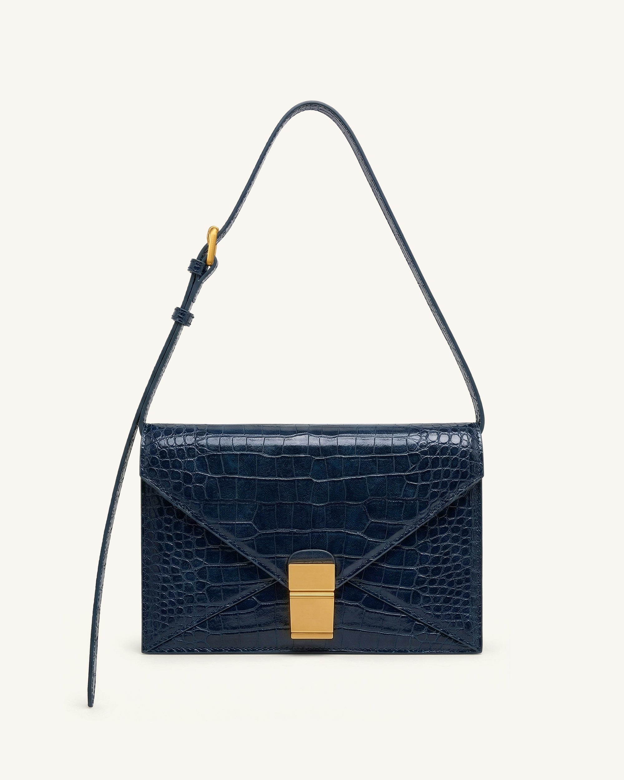 Clio Envelope Crossbody Bag - Navy Croc