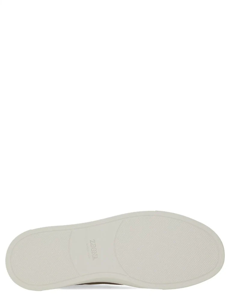 Zegna Men’s Beige Deer Leather Sneakers