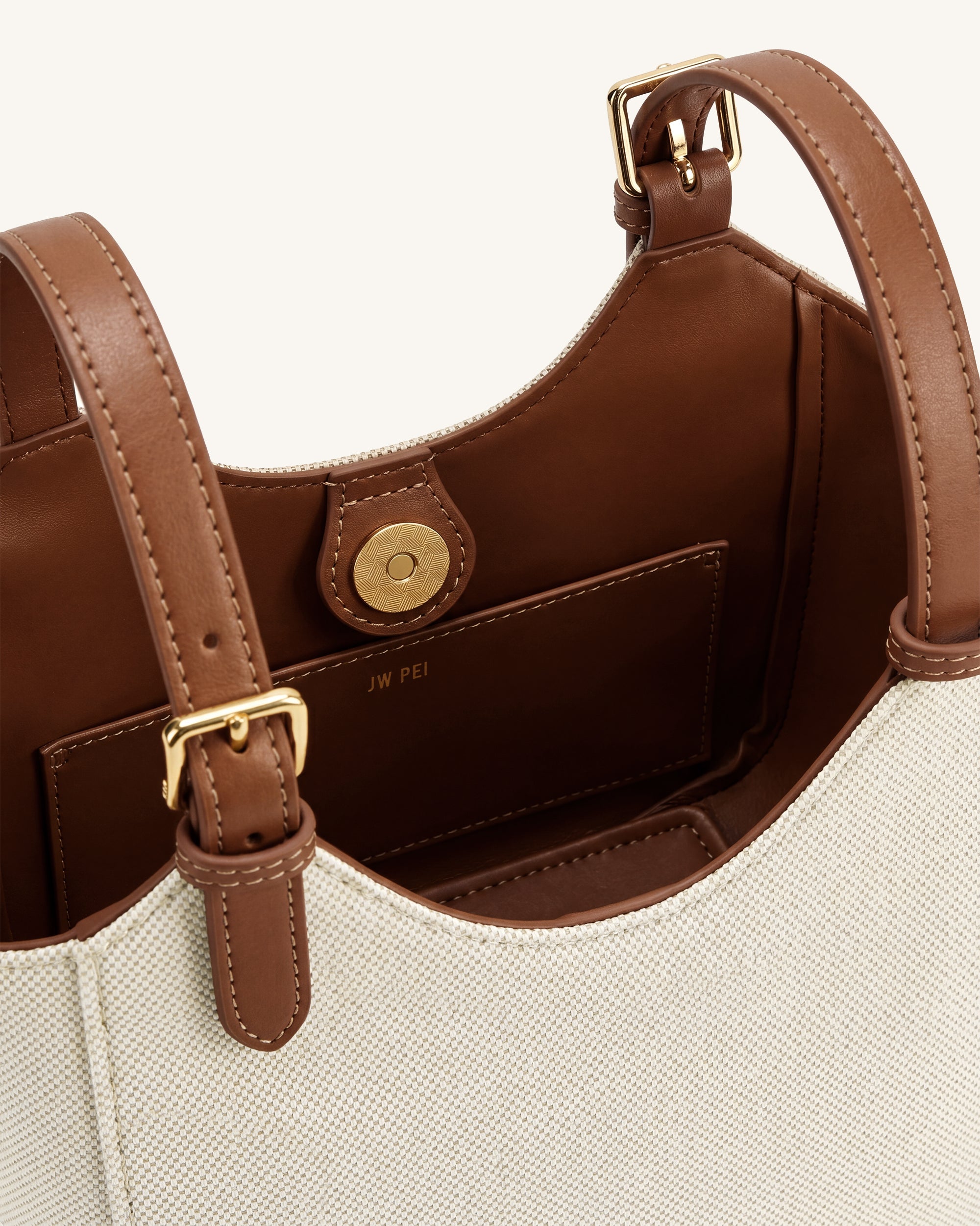 Ines Padlock Tote Bag - Brown Canvas