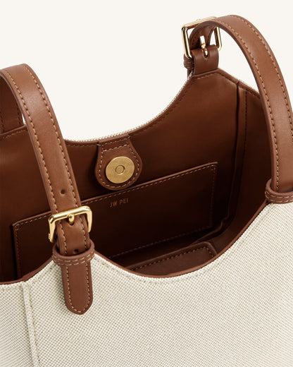 Ines Padlock Tote Bag - Brown Canvas