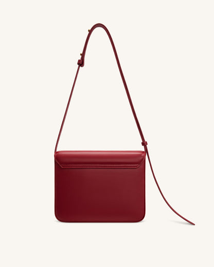 Evania Lock Shoulder Bag - Burgundy Croc