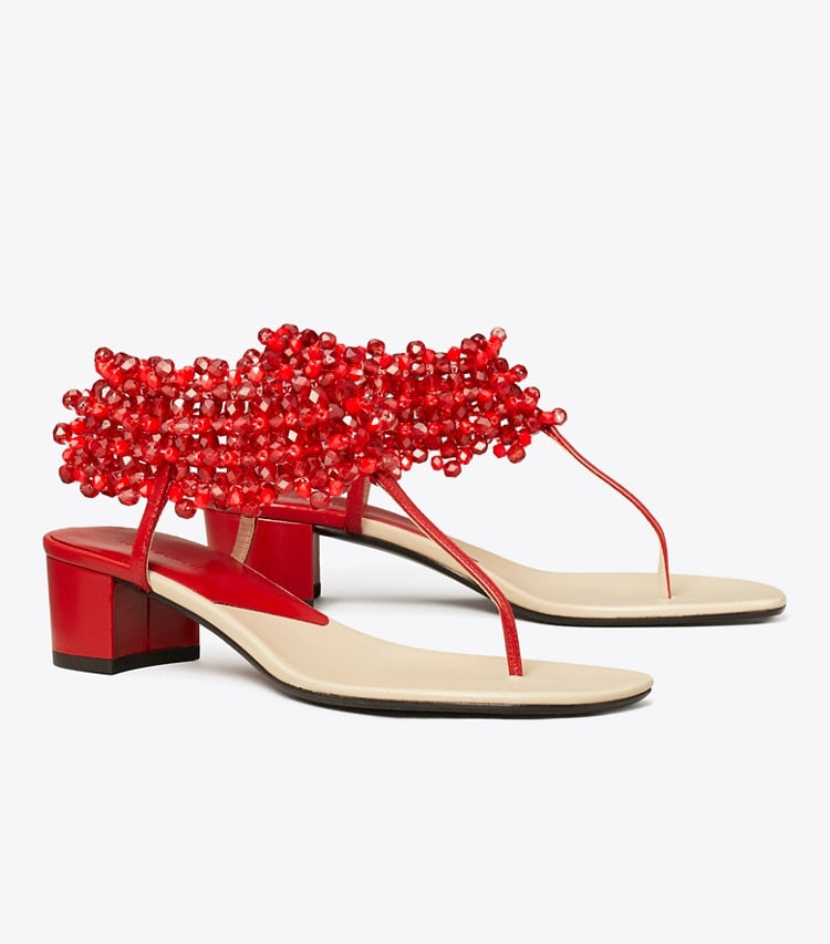 BEADED HEELED SANDAL
