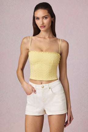 High-Waist A-Line Shorts in Ecru Wash