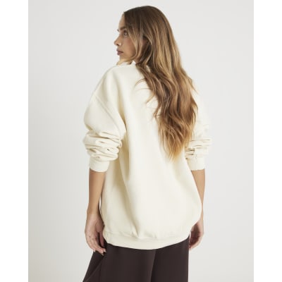 Beige Amore Animal Print Oversized Sweatshirt