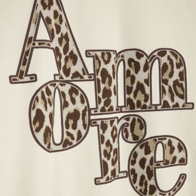 Beige Amore Animal Print Oversized Sweatshirt