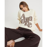 Beige Amore Animal Print Oversized Sweatshirt