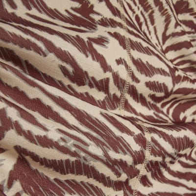 Beige Animal Print Fitted T-Shirt