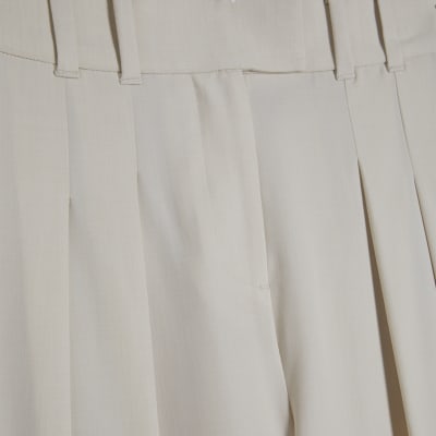 Beige Ankle Grazer Tailored Trousers