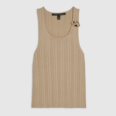 Beige Buckle Knitted Vest