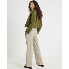 Beige Check Side Stripe Tailored Joggers