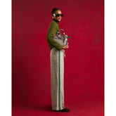 Beige Check Side Stripe Tailored Joggers