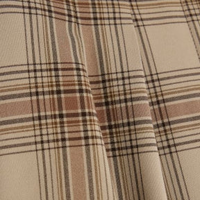 Beige Check Wide Leg Trousers