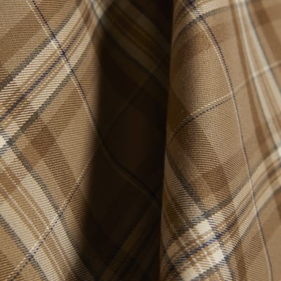 Beige Checked Cape Detail Mini Dress