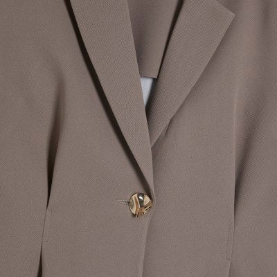 Beige Cinched Waist Blazer