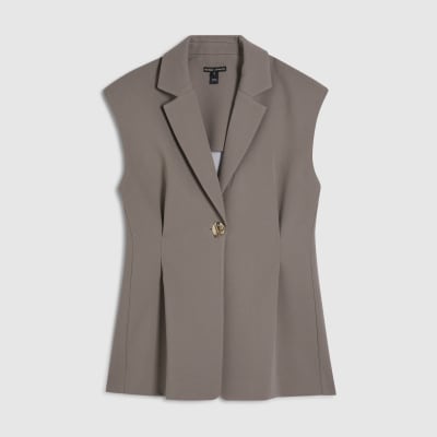 Beige Cinched Waist Blazer