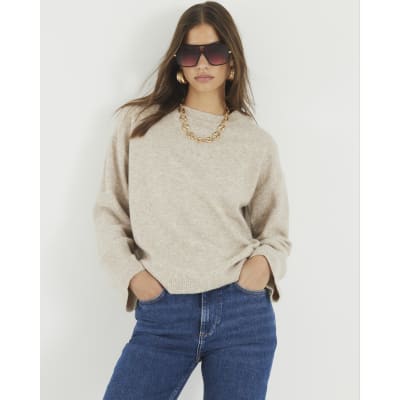 Beige Crew Neck Jumper