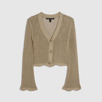 Beige Crochet Knitted Cardigan