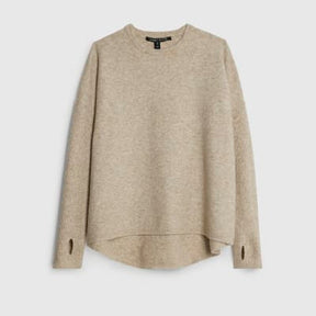Beige Curved Hem Jumper