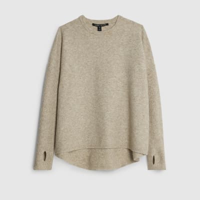 Beige Curved Hem Jumper
