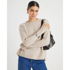 Beige Curved Hem Jumper