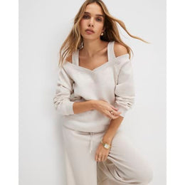 Beige Cut Away Sweatshirt