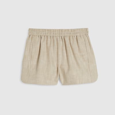 Beige Elasticated Waist Shorts