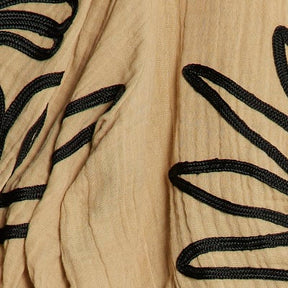 Beige Embroidered Beach Crop Top