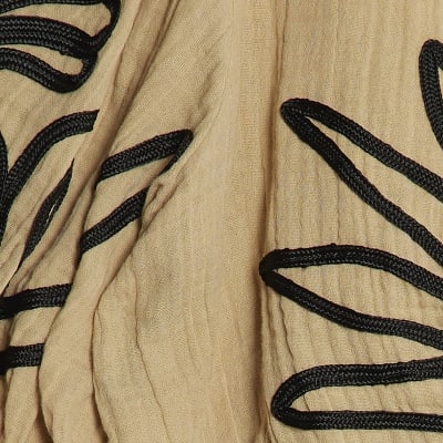 Beige Embroidered Beach Crop Top