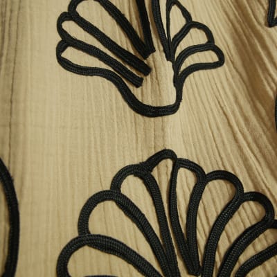 Beige Embroidered Beach Maxi Skirt