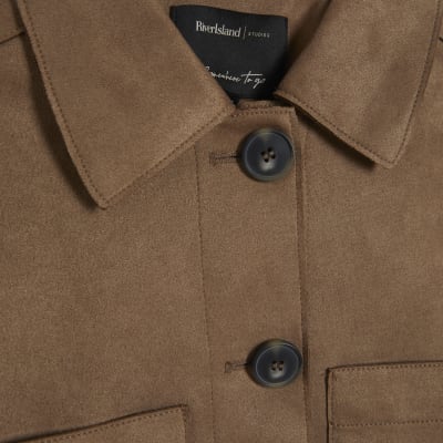 Beige Faux Suede Overshirt