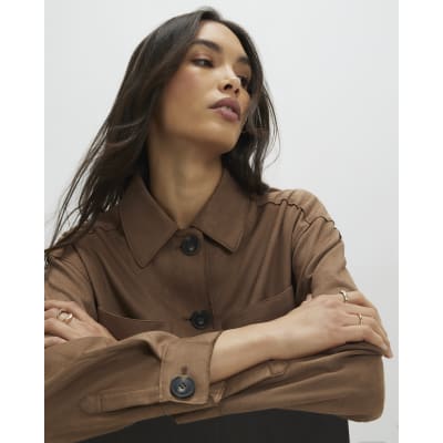 Beige Faux Suede Overshirt