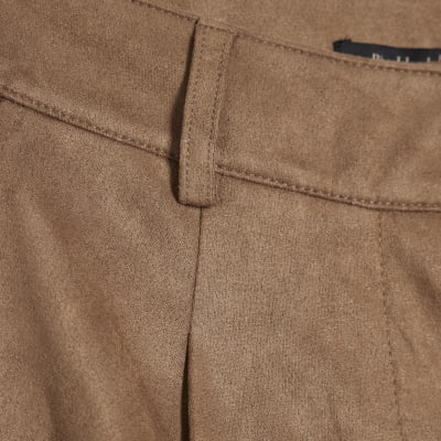 Beige Faux Suede Tailored Shorts