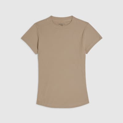 Beige Fitted Rib T-Shirt