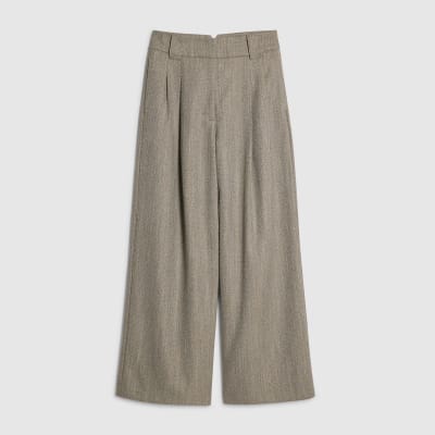 Beige Flecked Wide Leg Trousers