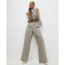 Beige Flecked Wide Leg Trousers
