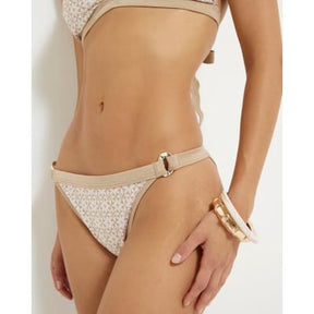 Beige Geometric Print Bikini Bottoms