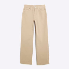 Beige High Rise Diamante Loose Wide Leg Jeans