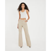 Beige High Rise Diamante Loose Wide Leg Jeans