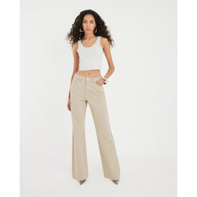 Beige High Rise Diamante Loose Wide Leg Jeans
