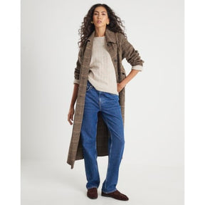 Beige Knit Crew Neck Ribbed Jumper