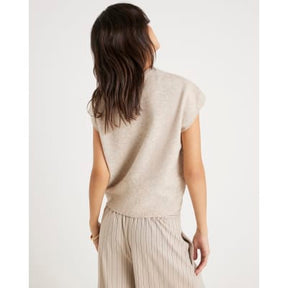 Beige Knitted Boxy Fit Tank Top