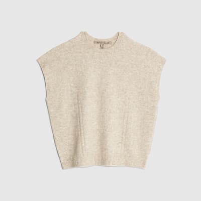 Beige Knitted Boxy Fit Tank Top